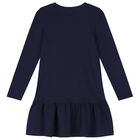 Girls Navy Blue Logo Bag Dress, 3, hi-res