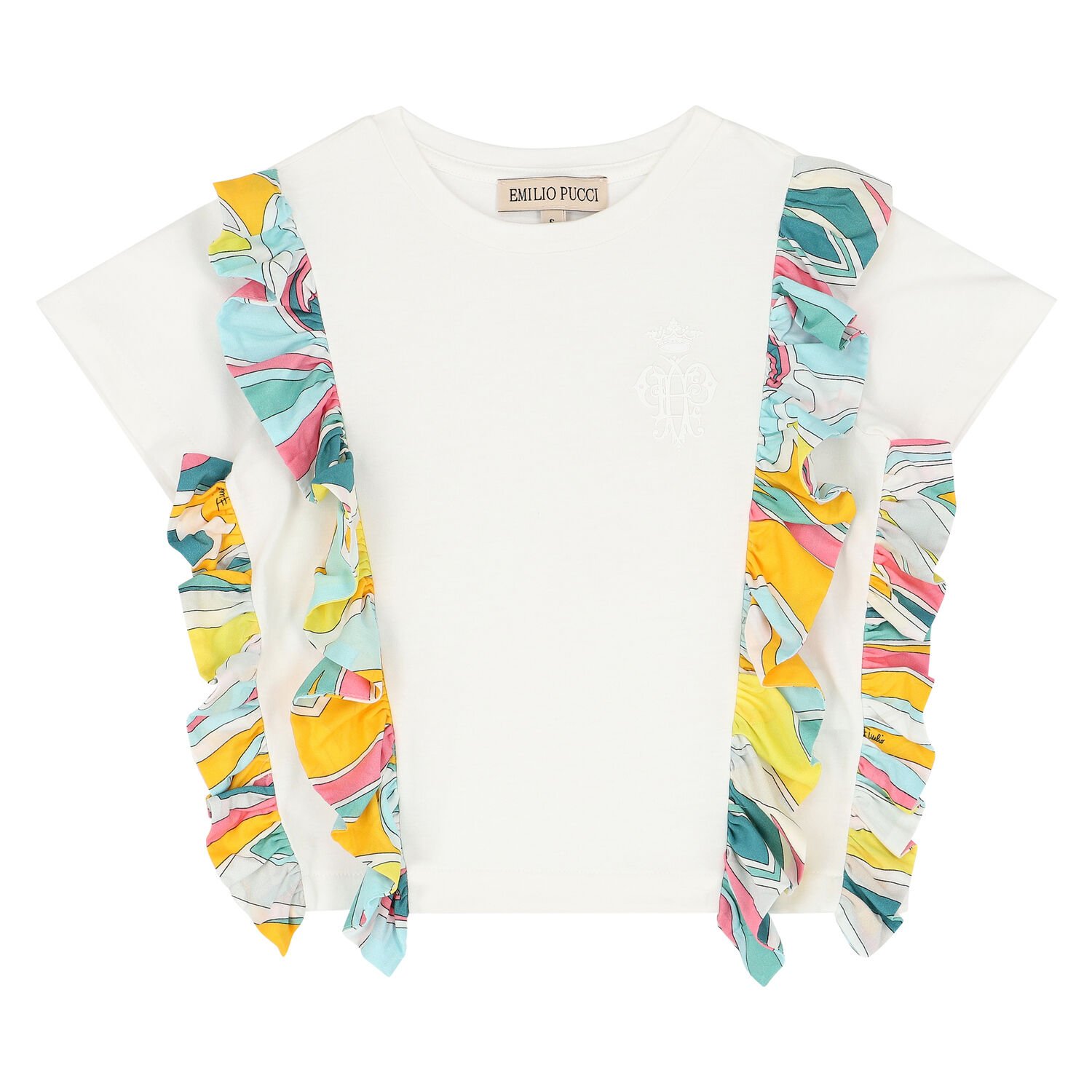 توب مكشكش باللون الأبيض للبنات, 1, hi-res