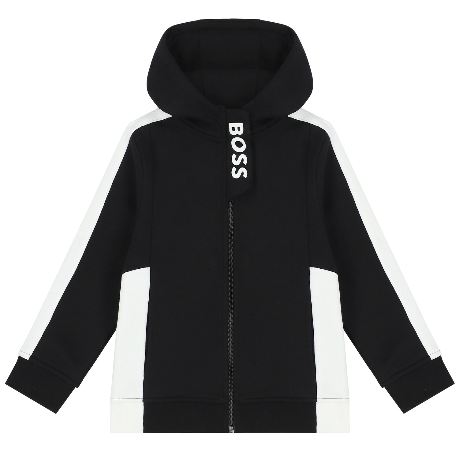 Boys Black & White Logo Zip Up Top, 2, hi-res image number null
