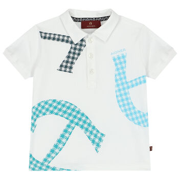 Younger Boys White Logo Polo Shirt