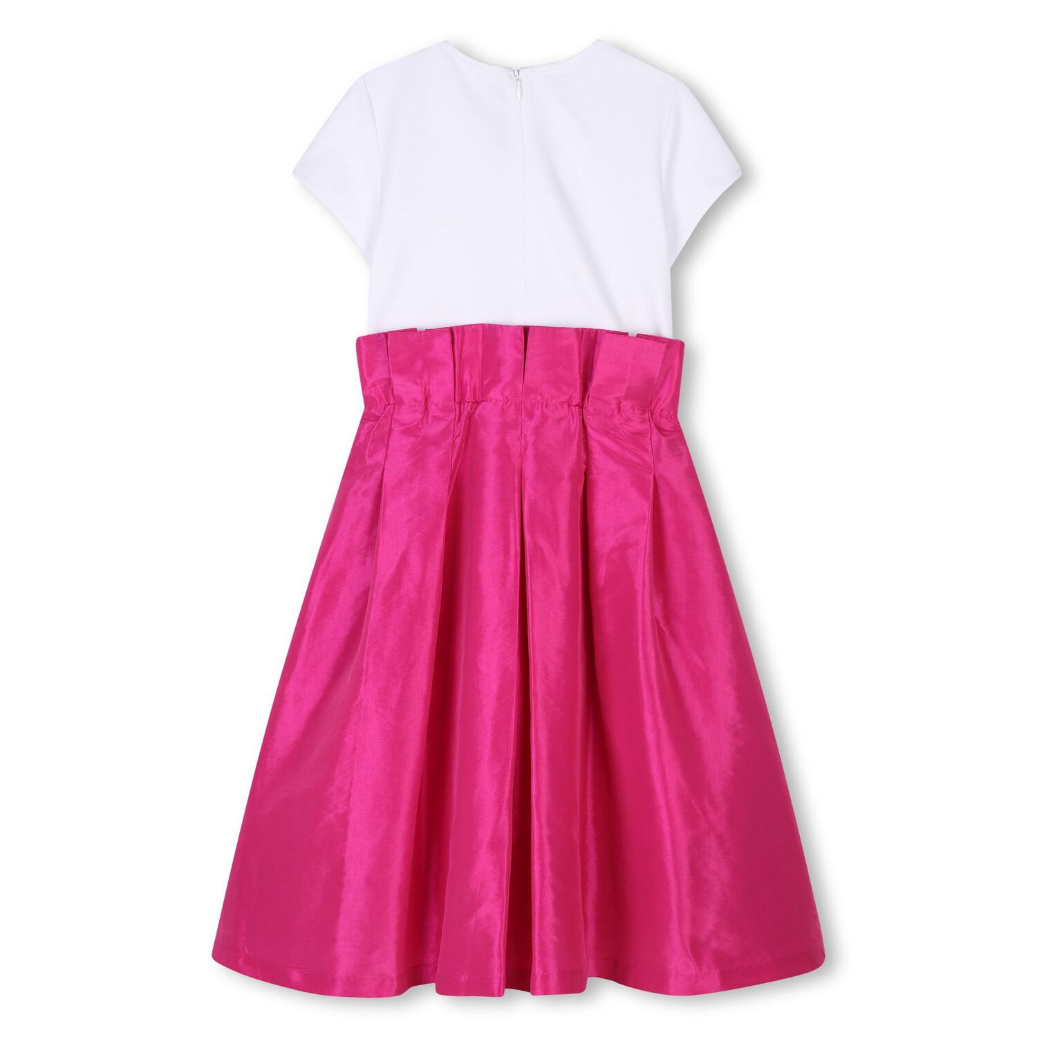 فستان بنات بالشعار باللون الوردي والأبيض , 1, hi-res