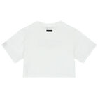 توب قصير بنات بالشعار باللون الابيض, 1, hi-res