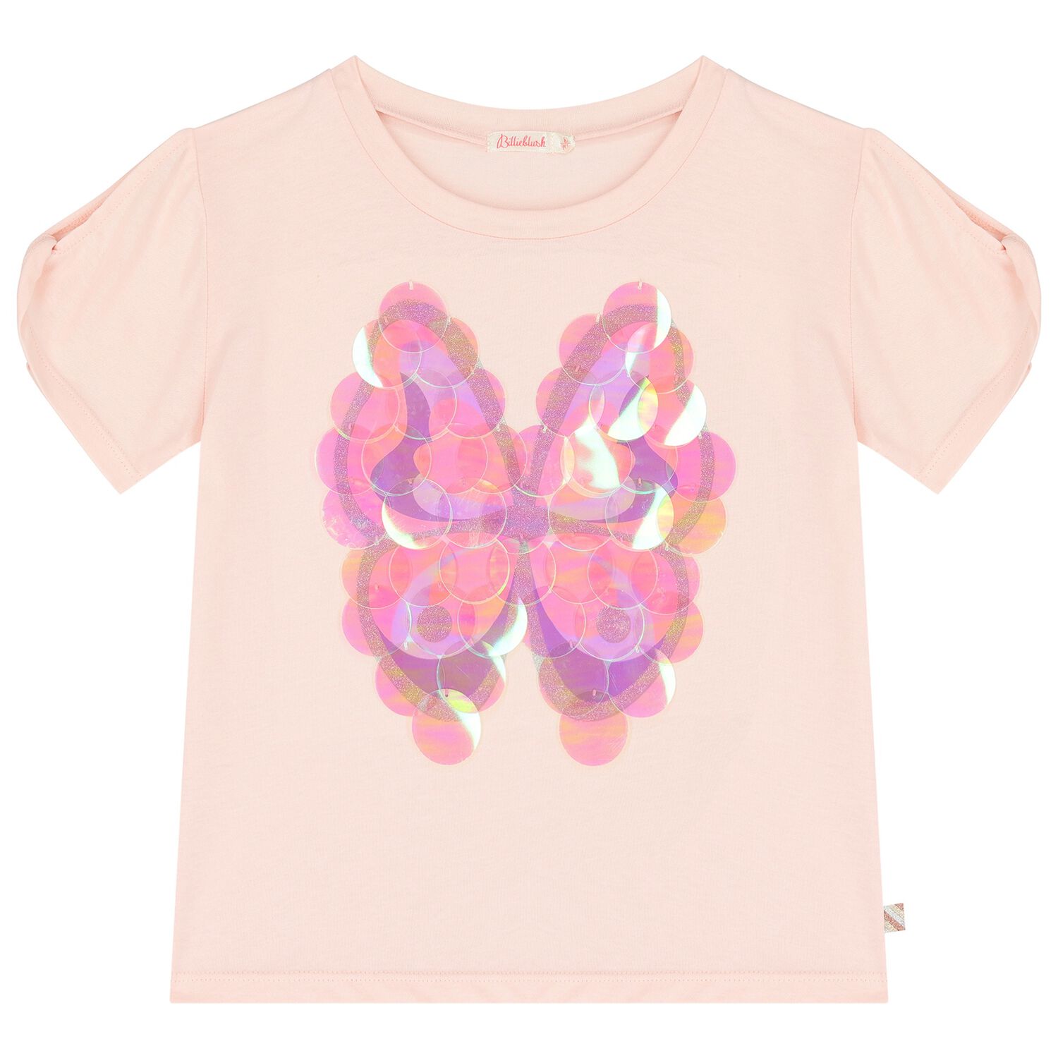 Girls Pink Butterfly Sequin T-Shirt, 1, hi-res image number null