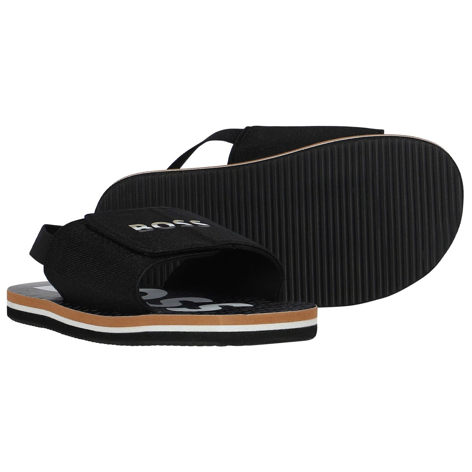 Boys Black Velcro Sandals, 1, hi-res image number null