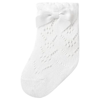 Baby Girls White Knitted Bow Socks