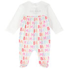 طقم أفرول بالشعار باللون الأبيض والعاجي للبنات, 1, hi-res