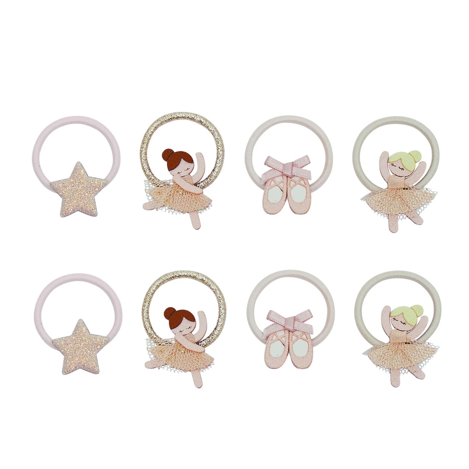 Girls Pink Ballerina Hair Ties ( 8 Pack ), 1, hi-res