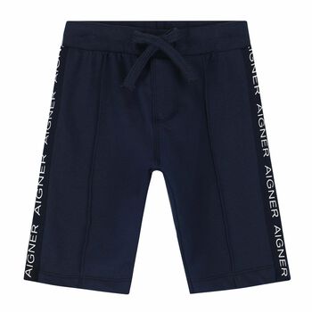 Younger Boys Navy Logo Shorts