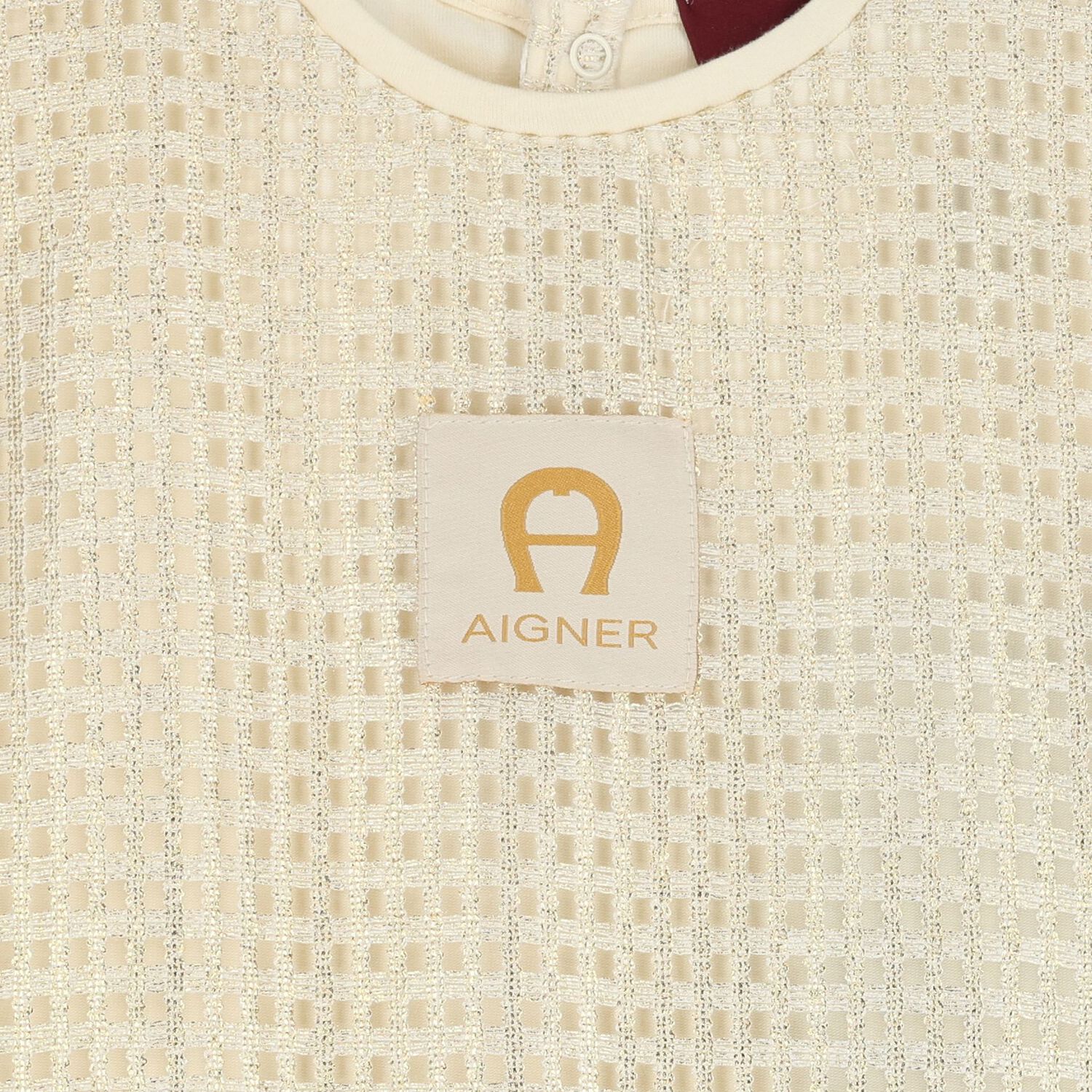 Younger Girls Ivory & Gold Logo Dress, 1, hi-res