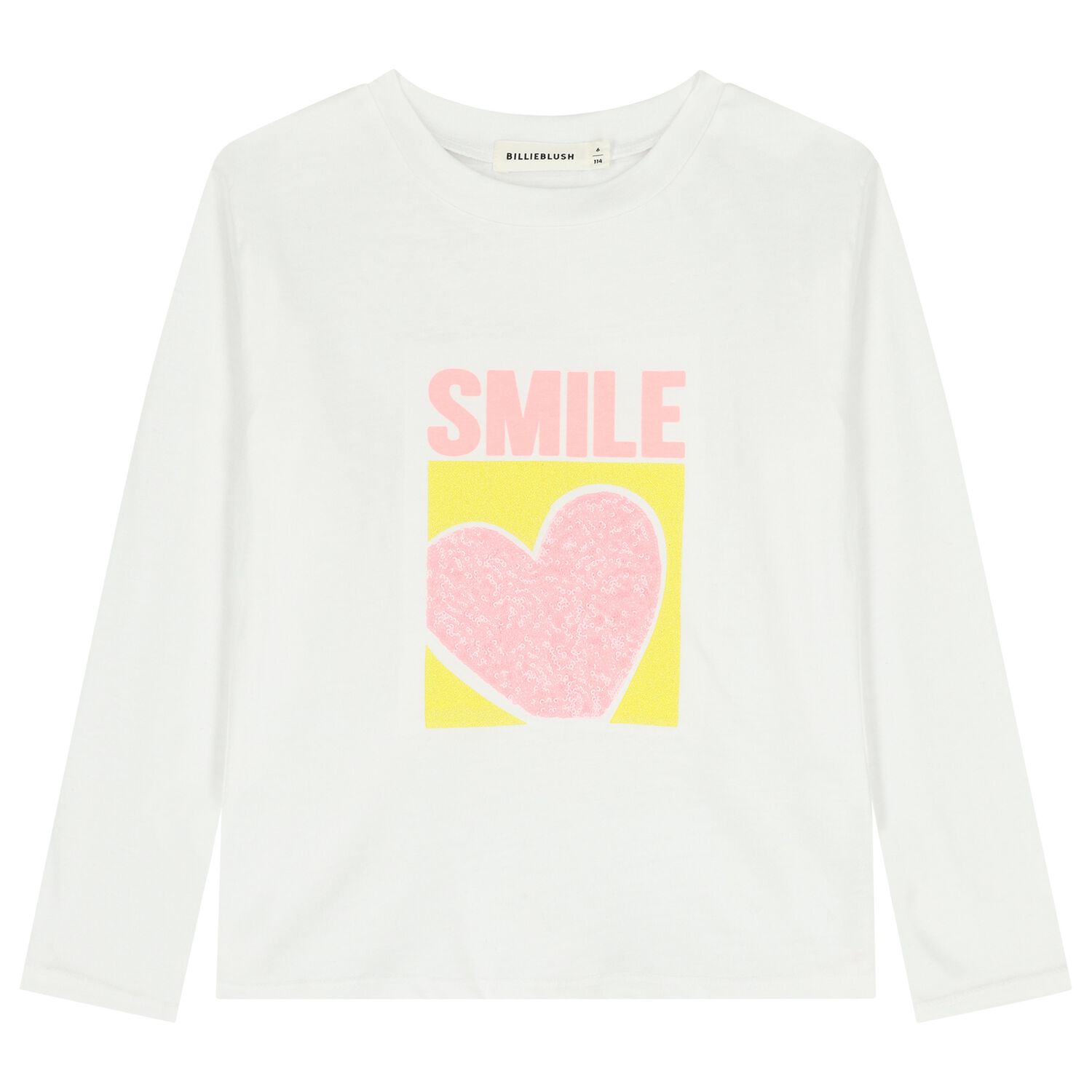 Girls White Embellished Heart Long Sleeve Top, 1, hi-res