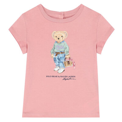 Baby Girls Pink Bear Logo T-Shirt
