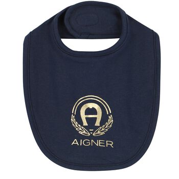 Baby Boys Navy Logo Bib