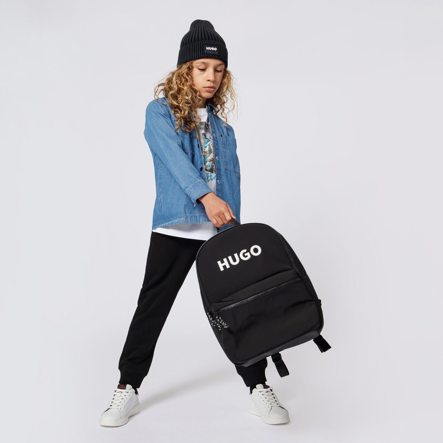 Black Logo Backpack, 1, hi-res