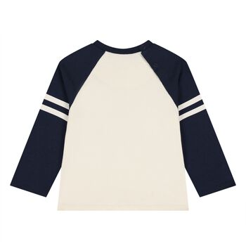 Younger Boys Ivory & Navy Blue Fox Long Sleeve Top