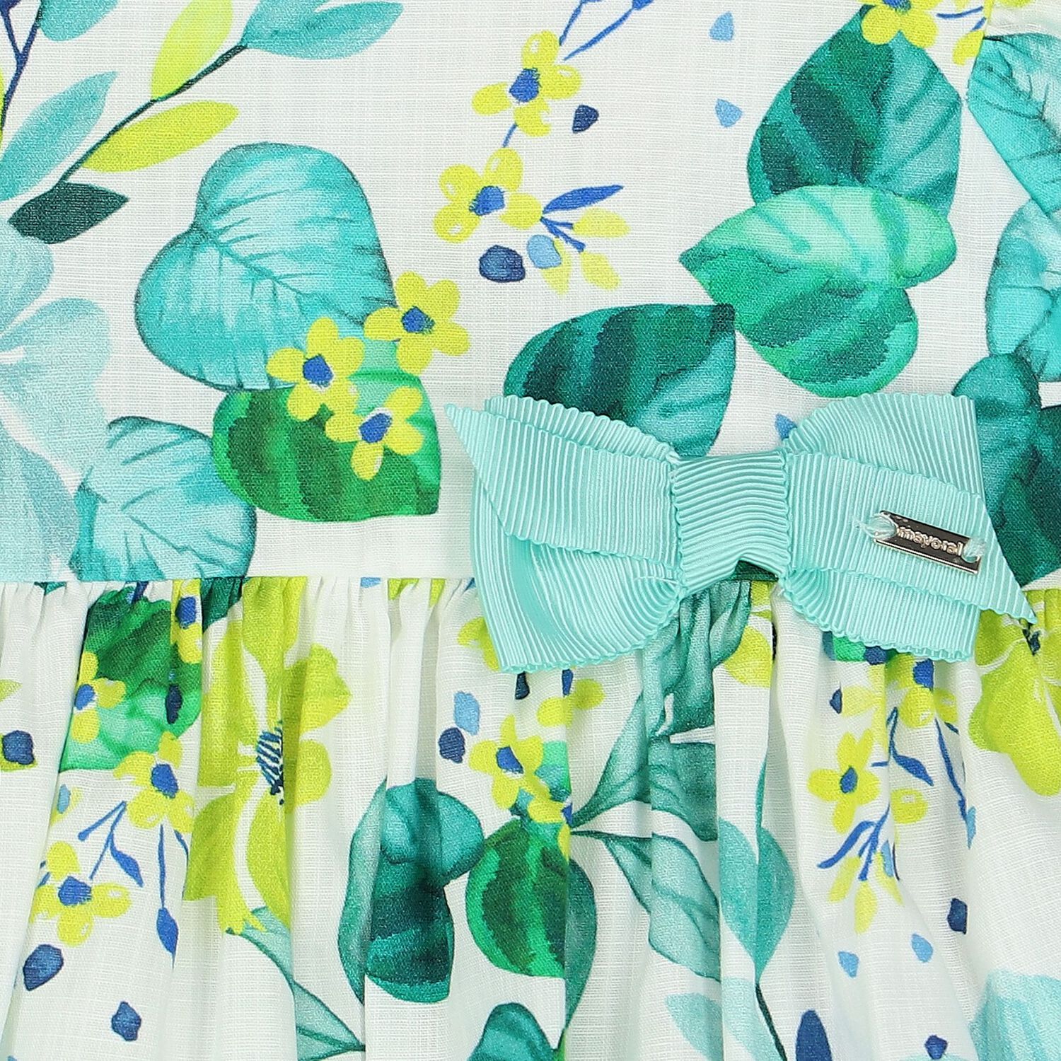 فستان بنات بطبعة الزهور باللون الأخضر, 1, hi-res