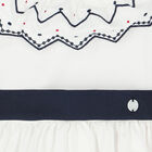 Younger Girls White & Navy Blue Dress, 1, hi-res