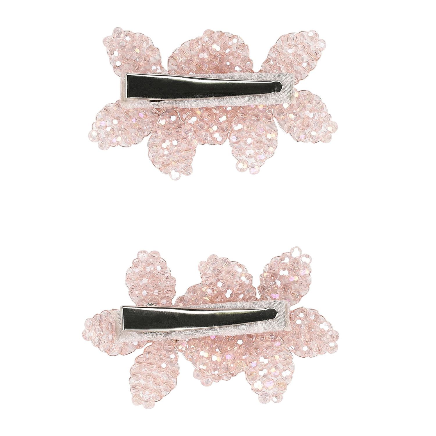Girls Pink Embellished Flowers Hair Clips ( 2-Pack ), 3, hi-res