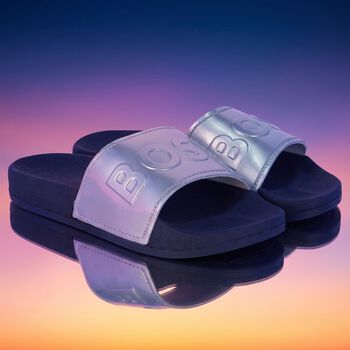 Girls Silver Logo Sliders