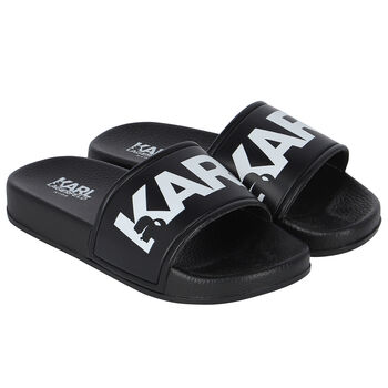 Boys Black Logo Sliders