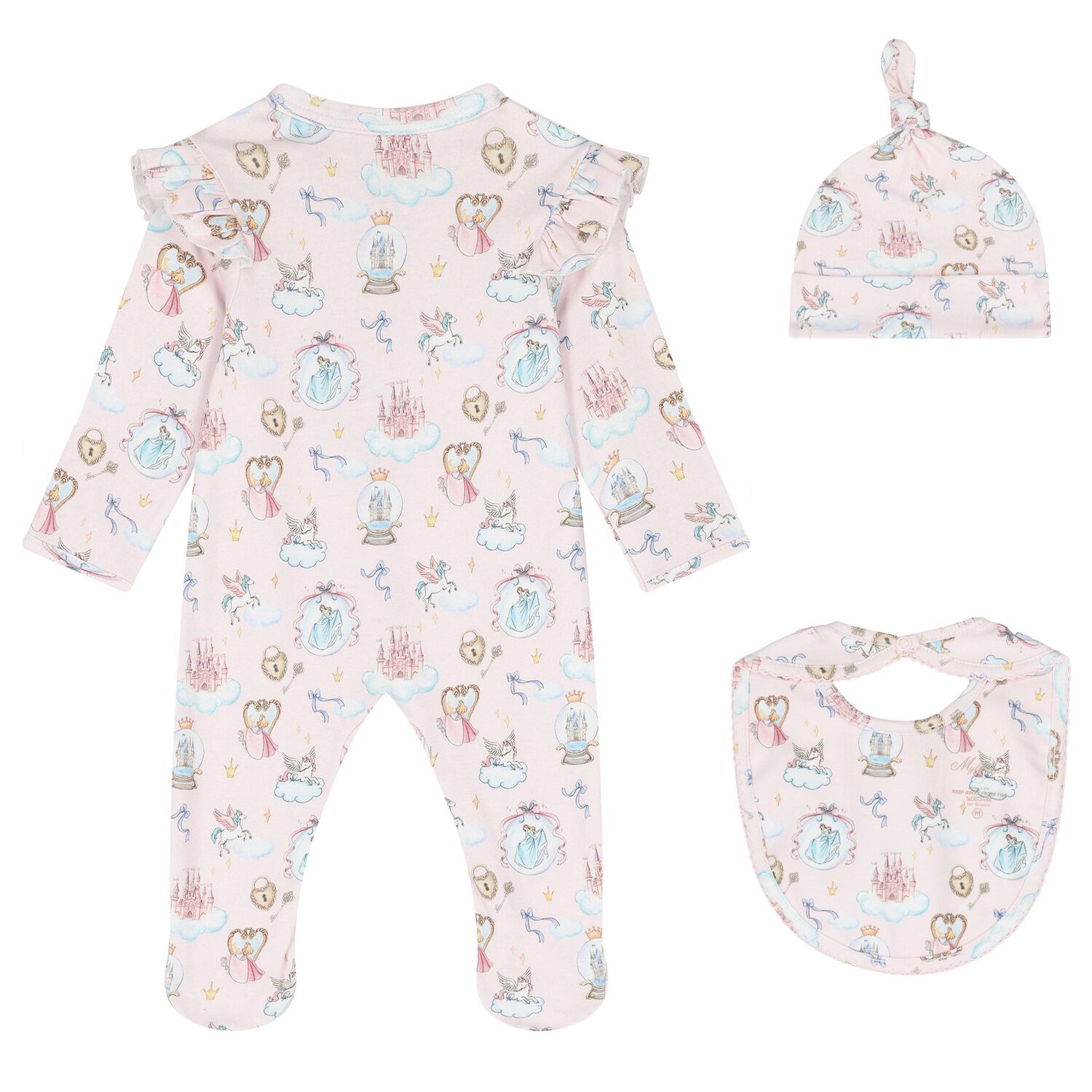 Baby Girls Pink Princess Babygrow Gift Set (3 Piece), 1, hi-res