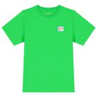 طقم أولاد شورت بالشعار باللون الأخضر, 1, hi-res