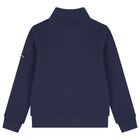 Boys Navy Blue Logo Zip Up Top, 1, hi-res