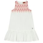 Girls White & Pink Zigzag Dress, 1, hi-res
