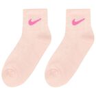 Girls White & Pink Logo Socks ( 6-Pack ), 1, hi-res