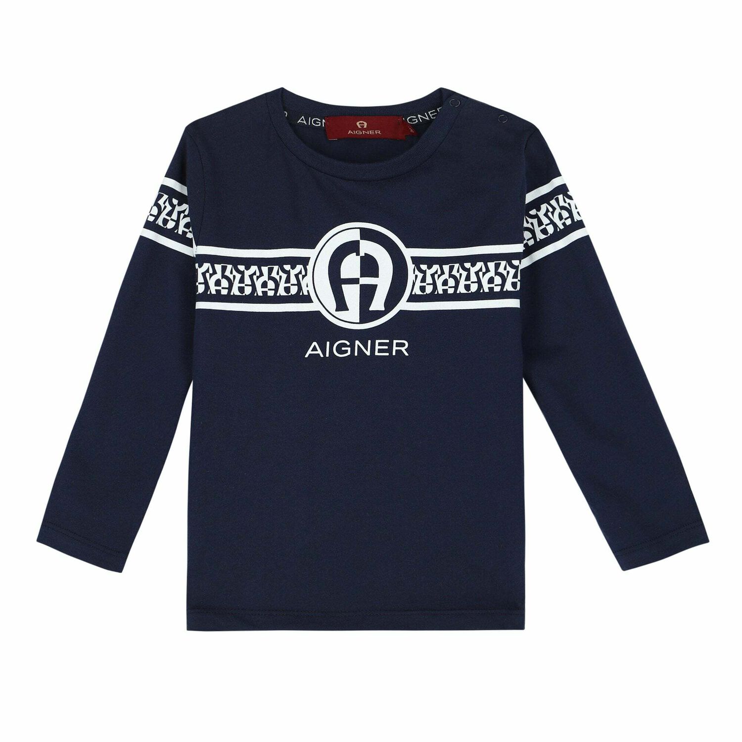 Younger Boys Navy Blue Logo Top, 1, hi-res