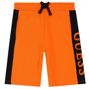 Boys Orange & Black Logo Shorts