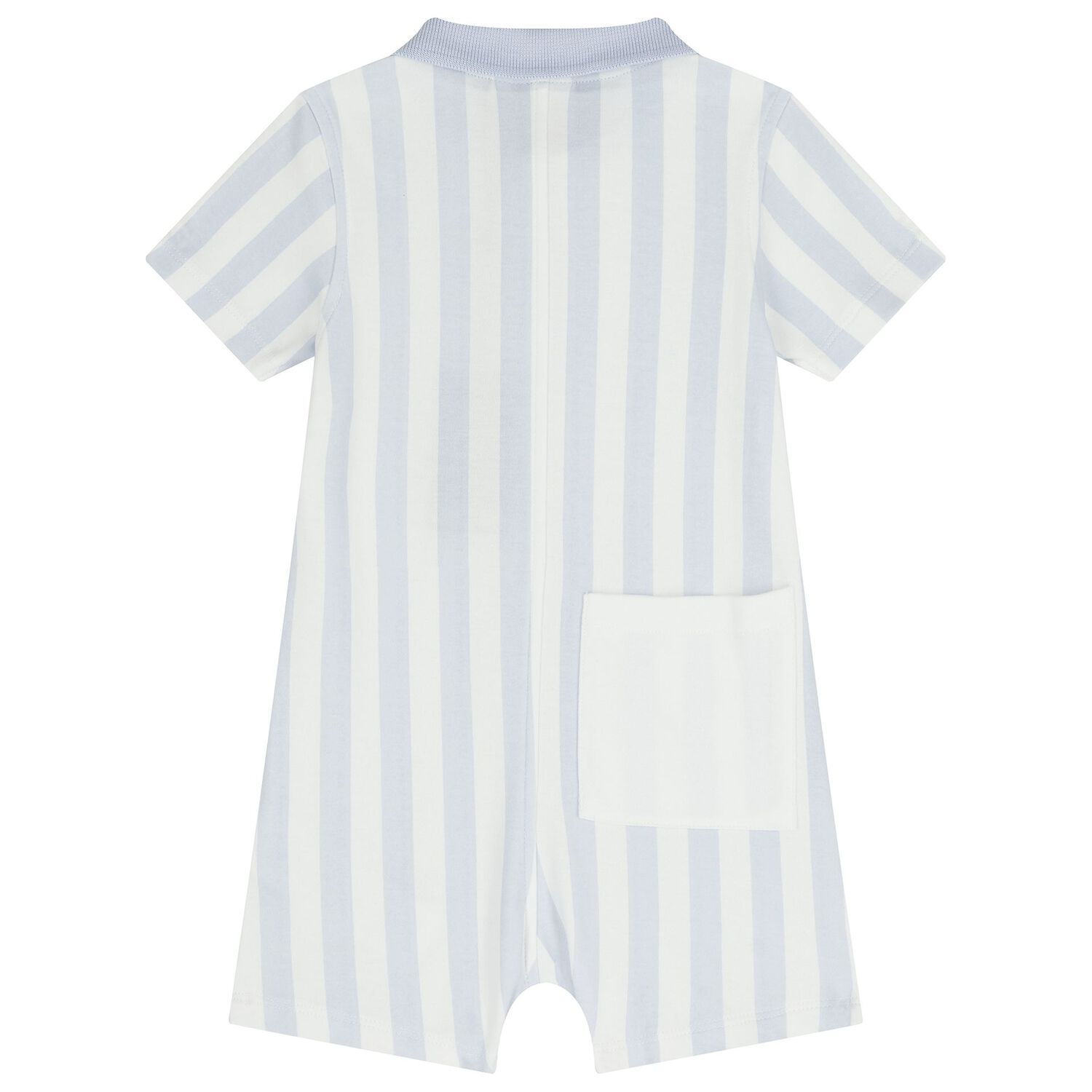 Baby Boys Blue & White Striped Logo Romper, 2, hi-res