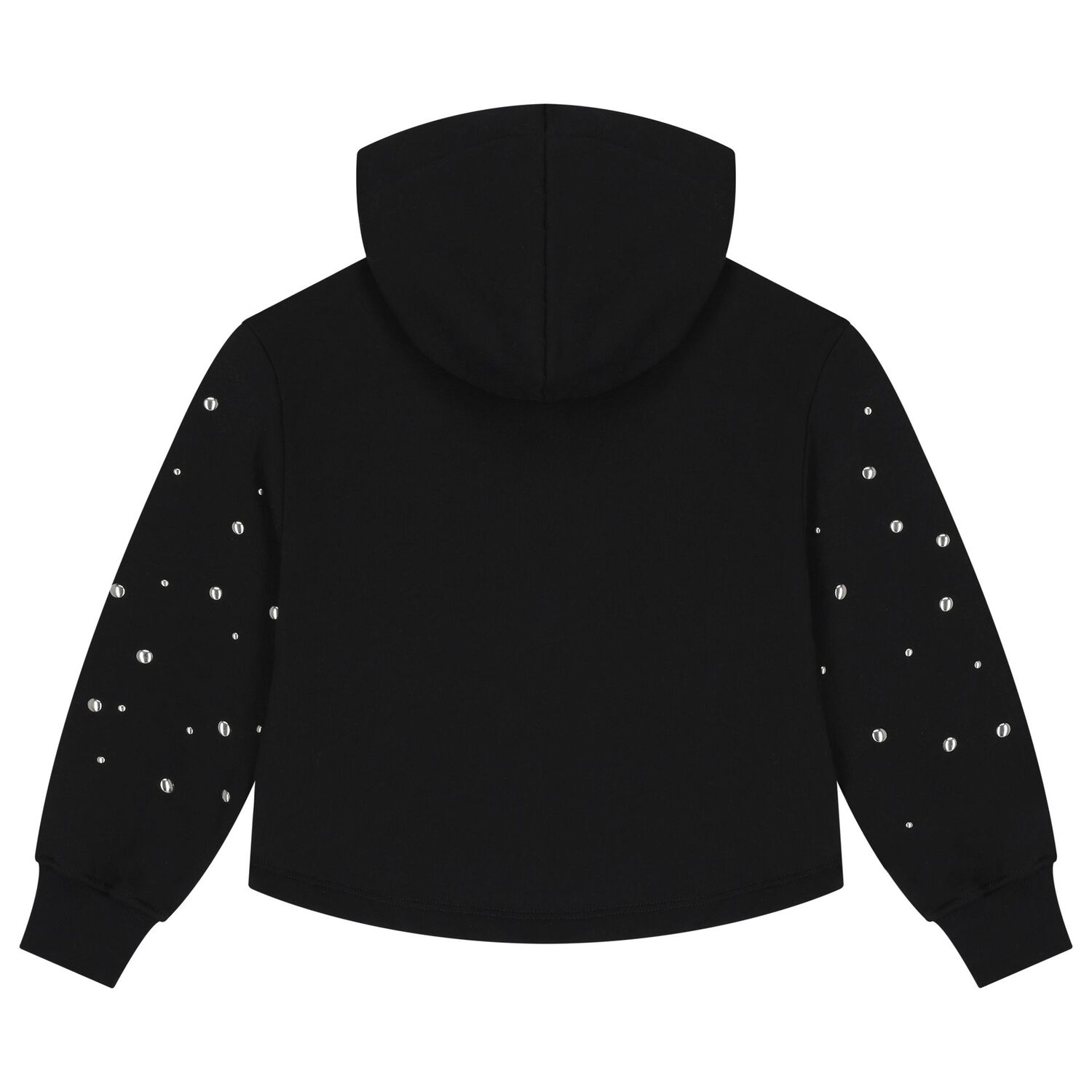Girls Black Logo Hooded Top, 1, hi-res