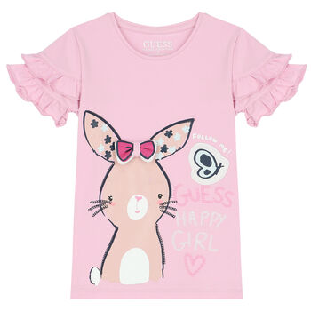 Girls Pink Bunny Logo T-Shirt