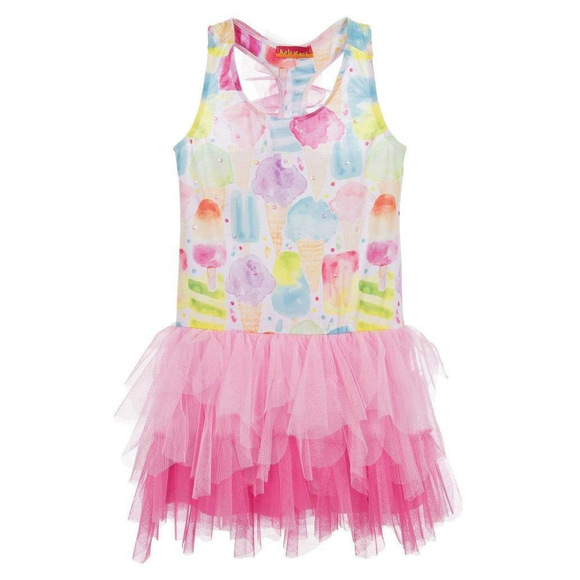 Kate Mack Biscotti Girls Pink Ice Cream Tulle Dress Junior