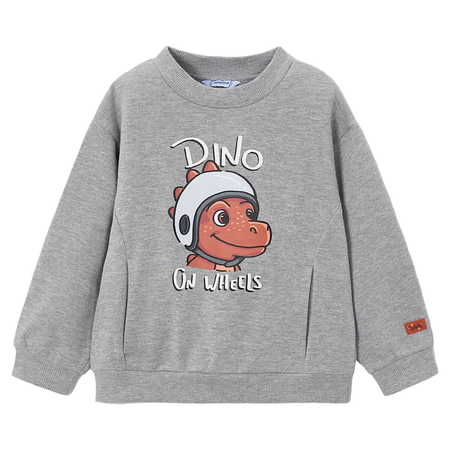 Boys Grey Dino Sweatshirt, 2, hi-res
