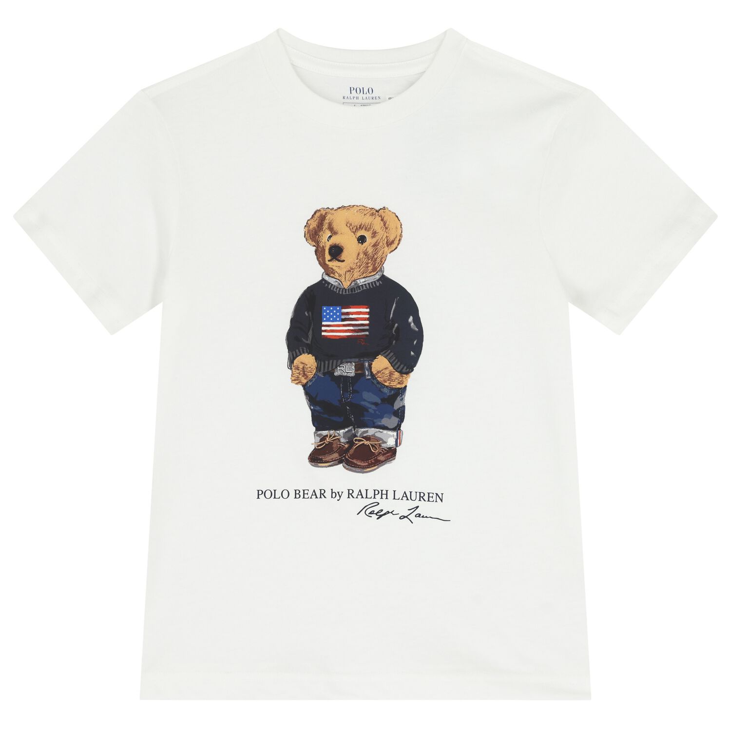 Boys White Polo Bear T-Shirt, 1, hi-res