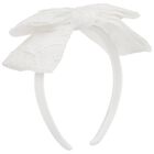 Girls White Bow Headband, 1, hi-res