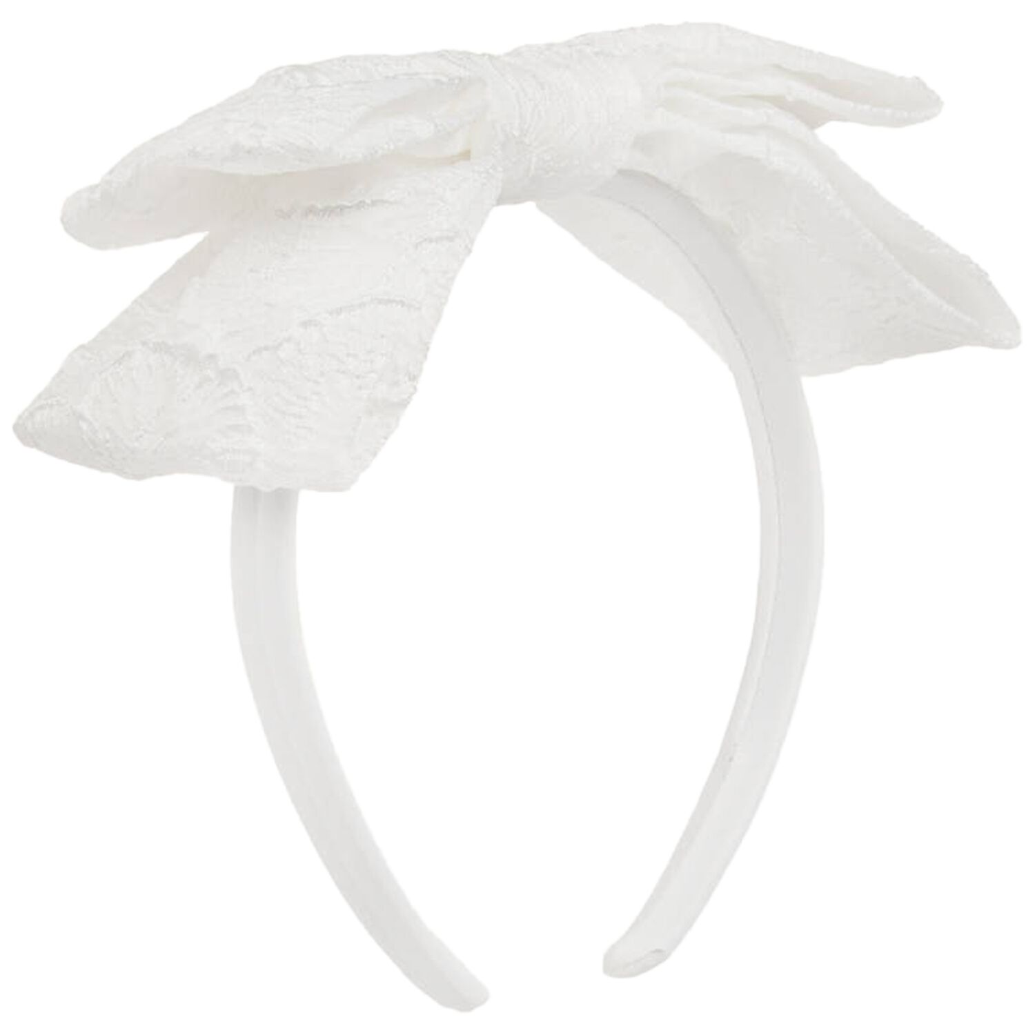 Girls White Bow Headband, 1, hi-res
