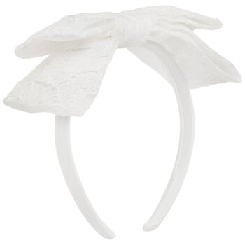 Girls White Bow Headband