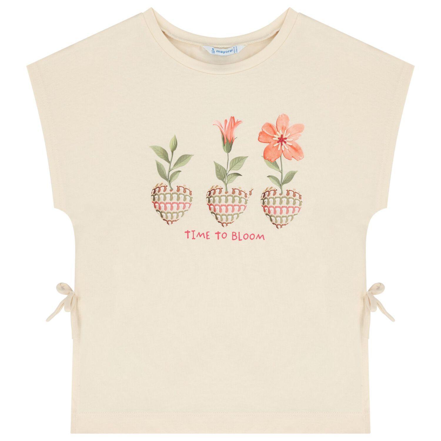 طقم ليجنز للبنات مزين بالزهور باللون البيج , 1, hi-res