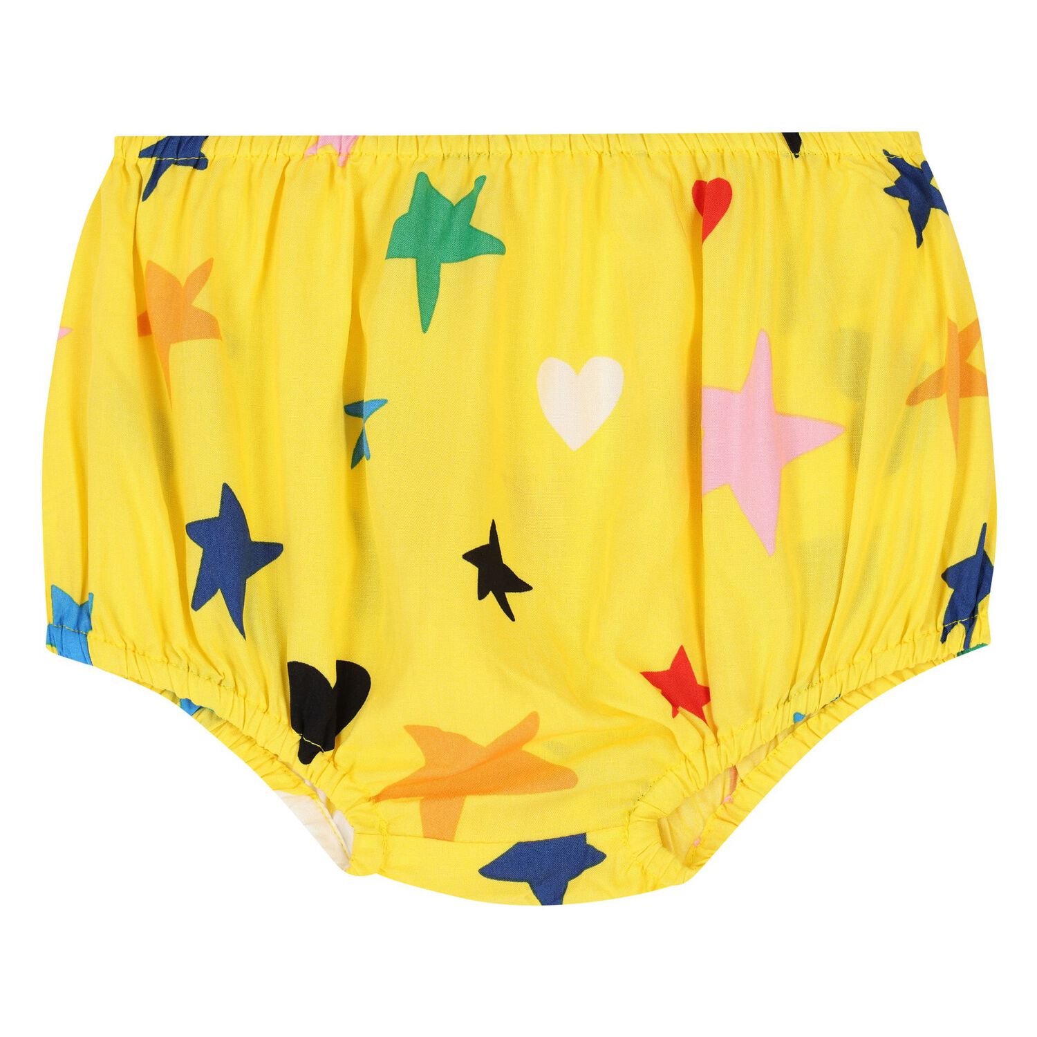 فستان بنات قطن بطبعة نجوم باللون الأصفر , 1, hi-res