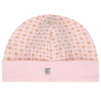قبعة بالشعار باللون الوردي والذهبي
