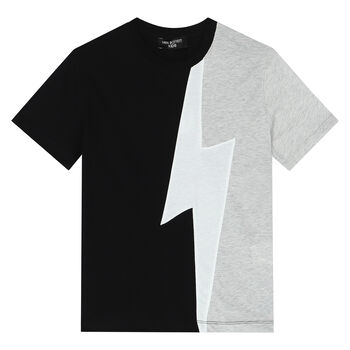 Boys Black, White & Grey Thunderbolt T-Shirt