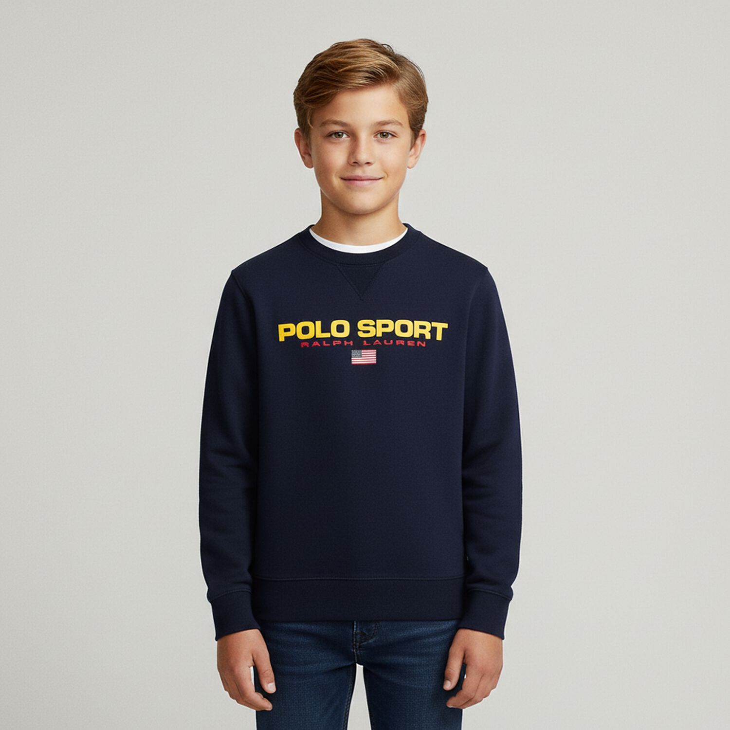 Boys Navy Logo Sweatshirt, 1, hi-res