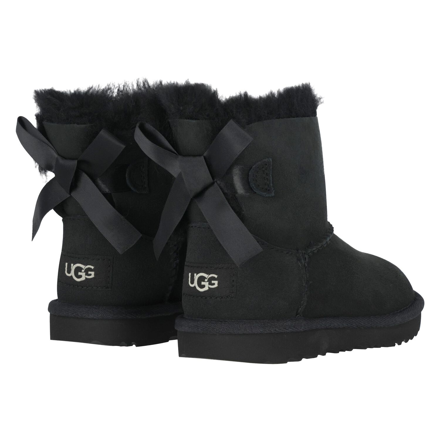 Younger Girls Black Mini Bailey Bow II Suede Boots, 1, hi-res