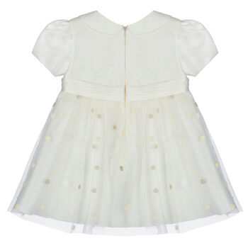 Younger Girls Ivory Satin & Tulle Dress