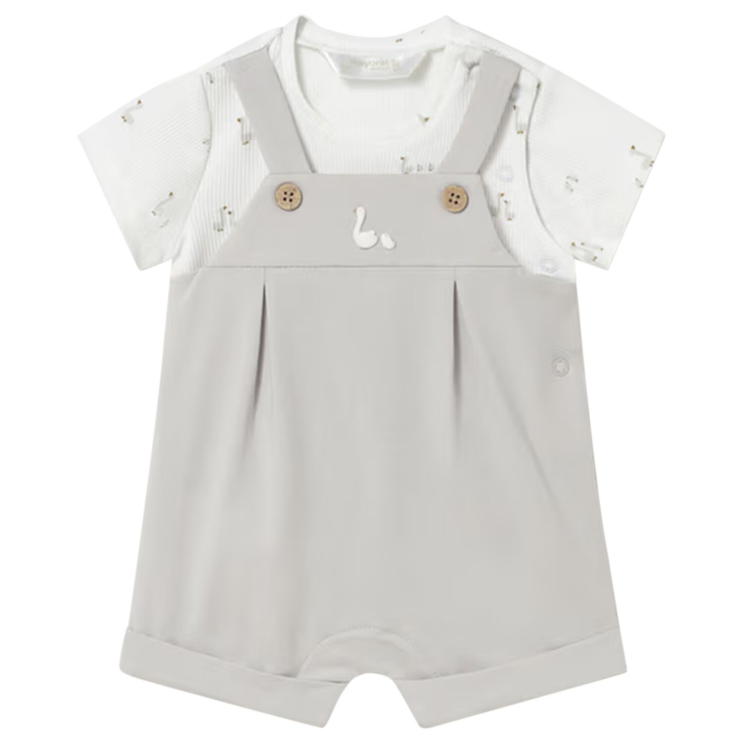 White & Grey Baby Romper, 1, hi-res