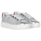 Girls Silver & Pink Logo Trainers, 1, hi-res