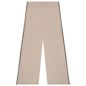 Girls Beige & Ivory Logo Trousers
