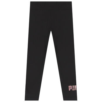 Girls Black Logo Leggings